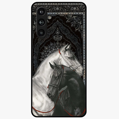 Majestic Ride Legacy Glass Case showing flat back view with powerful automotive inspired artwork and glossy glass finish.