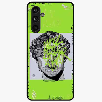 Neo Graffiti Rebellion Glass Case showing flat back view with vibrant graffiti artwork and glossy glass finish.