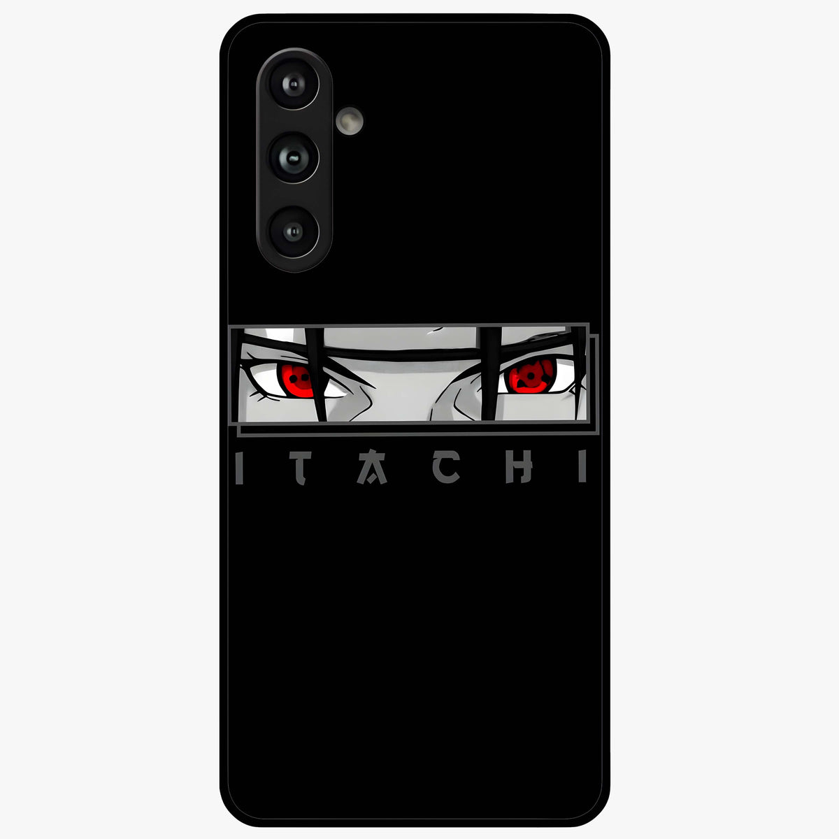 Scarlet Gaze Dominance Glass Case showing flat back view with striking red themed artwork and glossy glass finish.