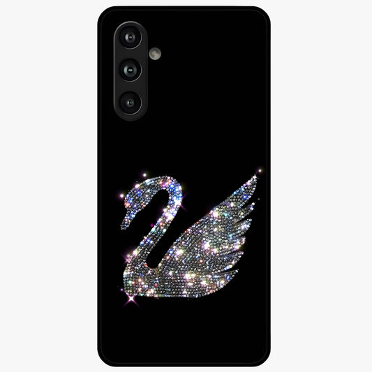 Starlit Swan Grace Glass Case showing flat back view with graceful swan artwork under starry sky and glossy glass finish.