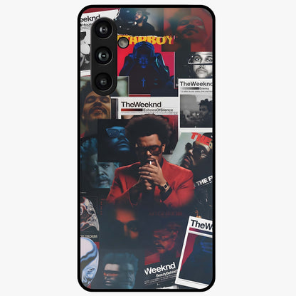 The Weeknd Glass Case showing flat back view with music inspired artistic portrait artwork and glossy glass finish.