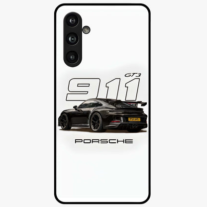 Turbo Legacy Icon Glass Case showing flat back view with iconic sports car inspired artwork and glossy glass finish.