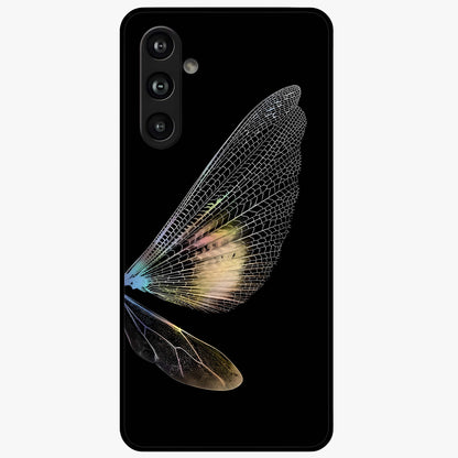 Whispers Of Wings Glass Case showing flat back view with graceful wing inspired artwork and glossy glass finish.