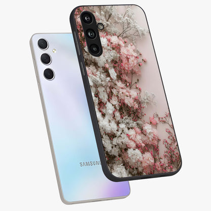 Blush Blossom Cloud Glass Case displayed in angled mockup highlighting soft cloud and blossom design with pastel aesthetic.