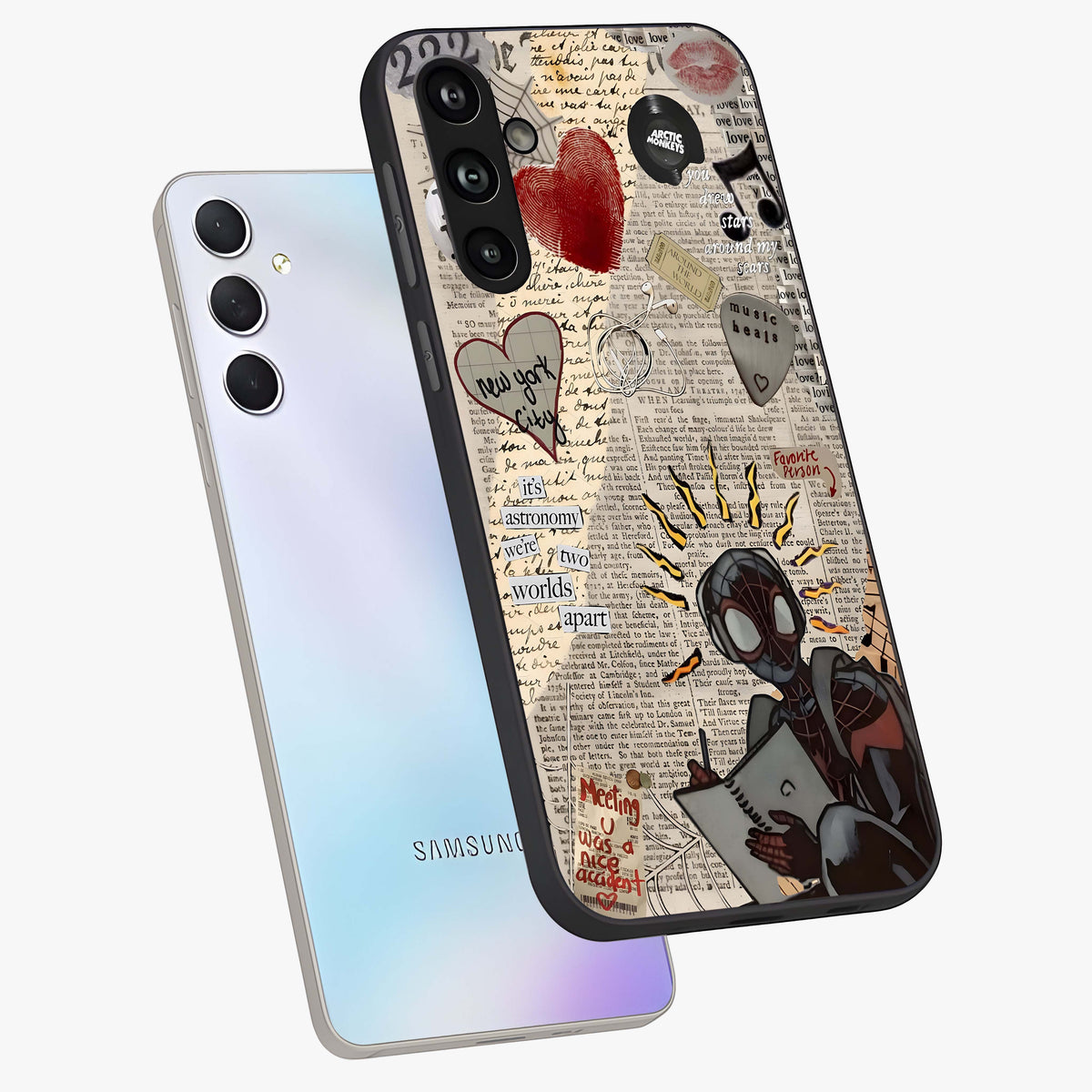 City Dream Sketch Glass Case displayed in angled mockup highlighting minimal city illustration with aesthetic sketch style.