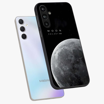 Cosmic Moon Glow Glass Case displayed in angled mockup highlighting celestial moon design with cosmic aesthetic theme.