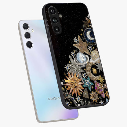 Cosmic Sparkle Dreams Glass Case displayed in angled mockup highlighting dreamy star sparkle design with celestial aesthetic.
