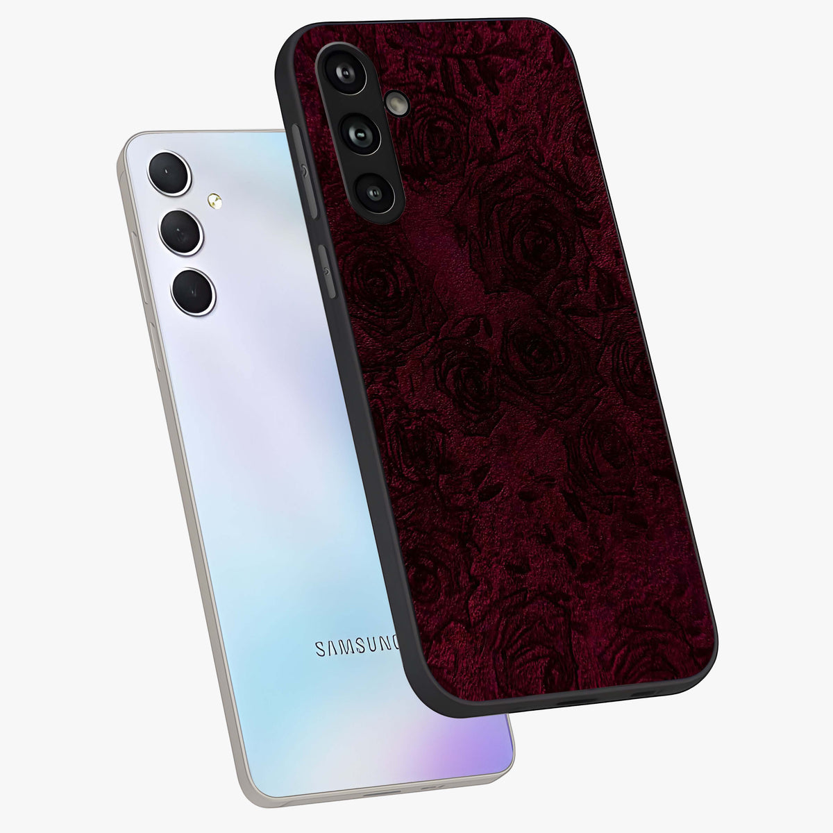 Crimson Fade Flow Glass Case displayed in angled mockup highlighting smooth gradient design with modern aesthetic style.