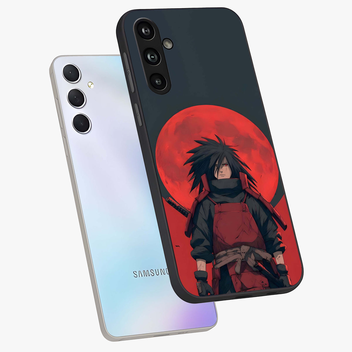 Crimson Moon Warlord Glass Case displayed in angled mockup highlighting dramatic crimson moon design with fantasy aesthetic.