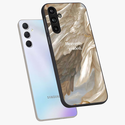 Divine Winged Grace Glass Case displayed in angled mockup highlighting graceful wing design with divine aesthetic style.