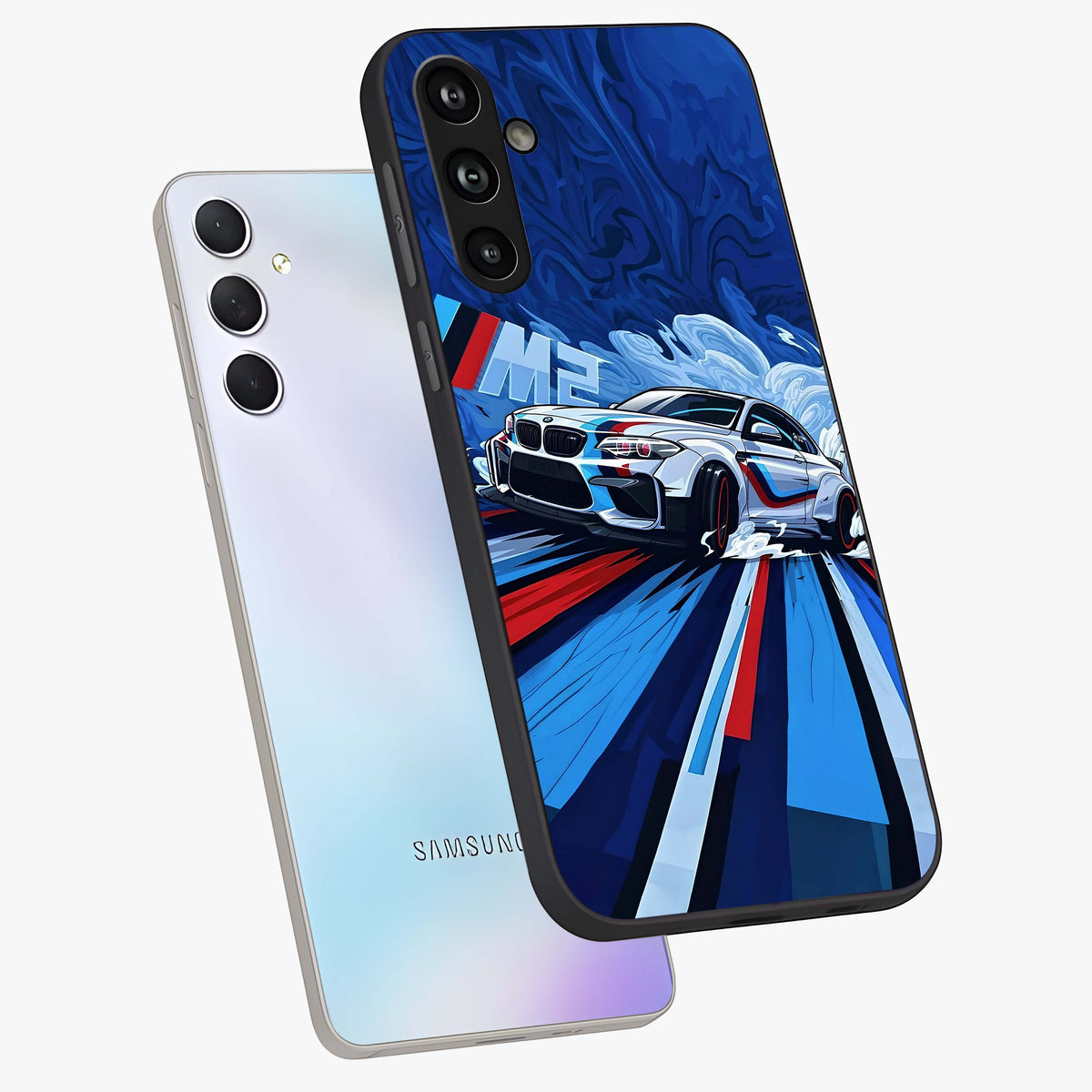 Drift Power Rush Glass Case displayed in angled mockup highlighting powerful drift car design with sporty aesthetic style.