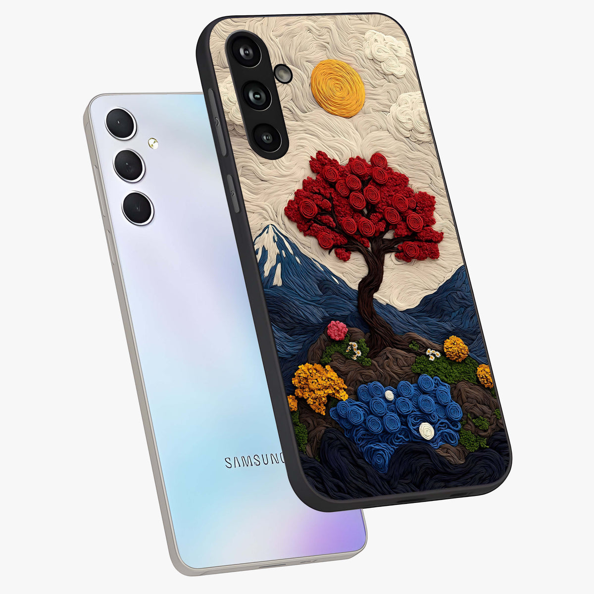 Eternal Nature Tapestry Glass Case displayed in angled mockup highlighting detailed botanical pattern with artistic aesthetic.