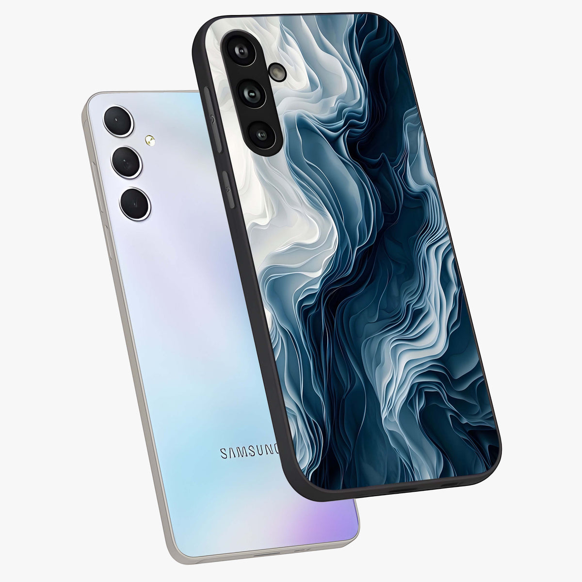 Ethereal Paper Marble Glass Case displayed in angled mockup highlighting elegant marble pattern with modern aesthetic style.