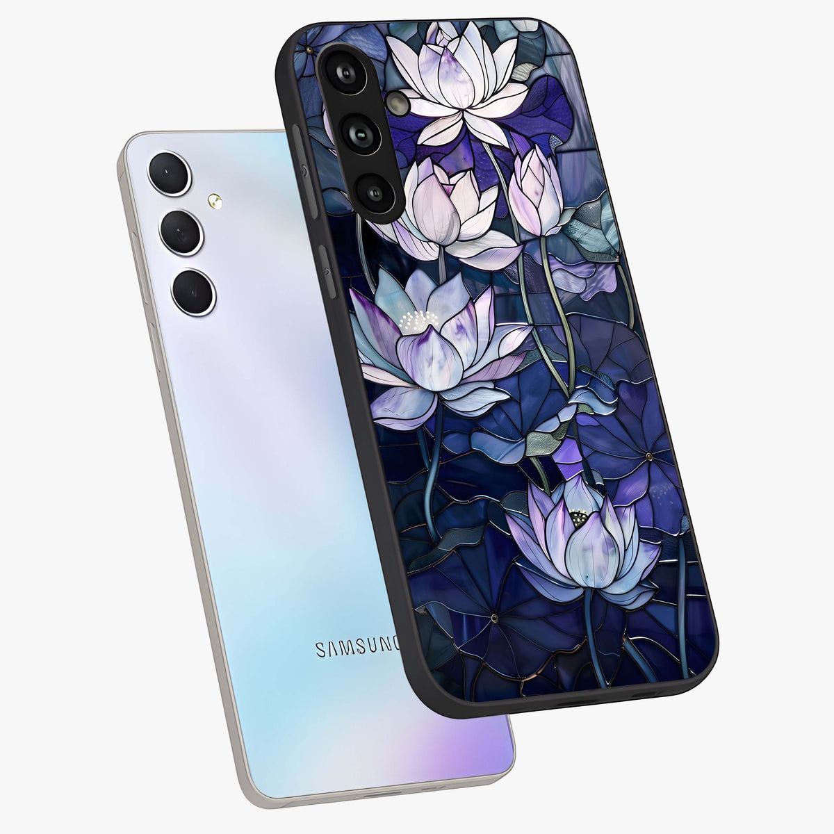 Gloss Petal Rush Glass Case displayed in angled mockup highlighting vibrant petal design with elegant floral aesthetic.