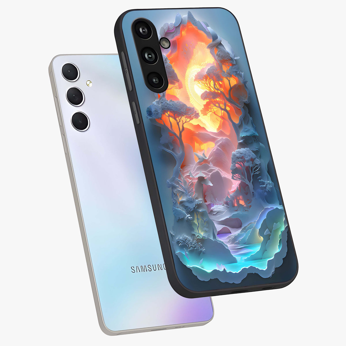 Glow Forest Portal Glass Case displayed in angled mockup highlighting mystical forest design with magical glowing aesthetic.