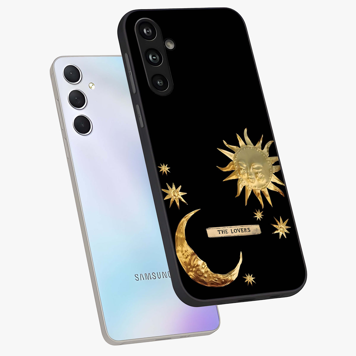 Gold Sun Blush Glass Case displayed in angled mockup highlighting radiant sun design with warm golden aesthetic.