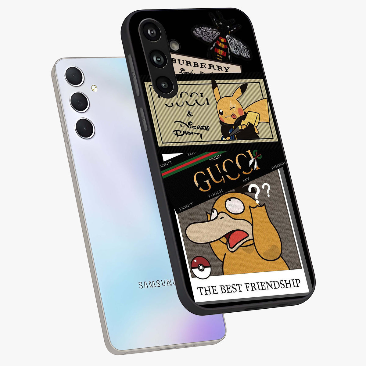 Gucci Play Mashup Glass Case displayed in angled mockup highlighting stylish fashion mashup design with bold aesthetic.