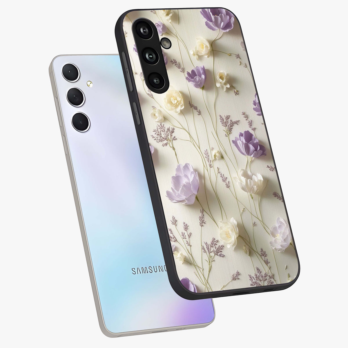 Lilac Breeze Harmony Glass Case displayed in angled mockup highlighting calm lilac breeze design with soothing aesthetic style.
