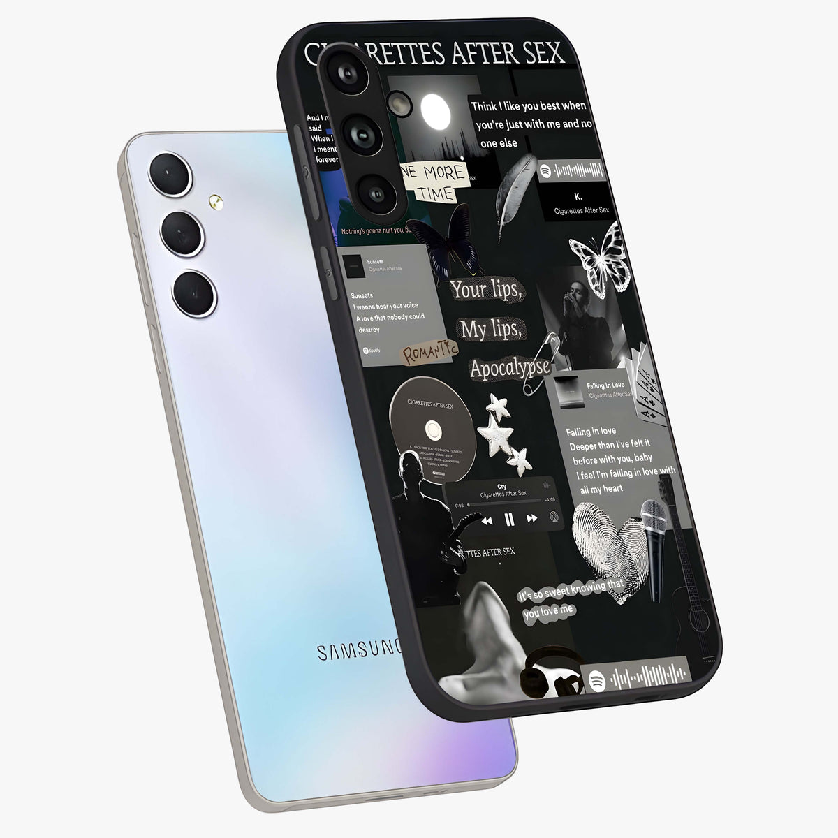 Midnight Love Echo Glass Case displayed in angled mockup highlighting elegant love inspired design with deep aesthetic style.