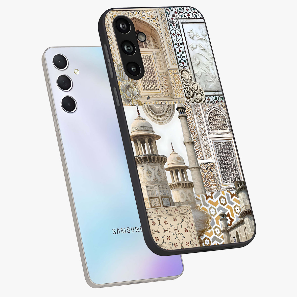 Mughal Marble Legacy Glass Case displayed in angled mockup highlighting elegant heritage marble artwork with royal aesthetic.