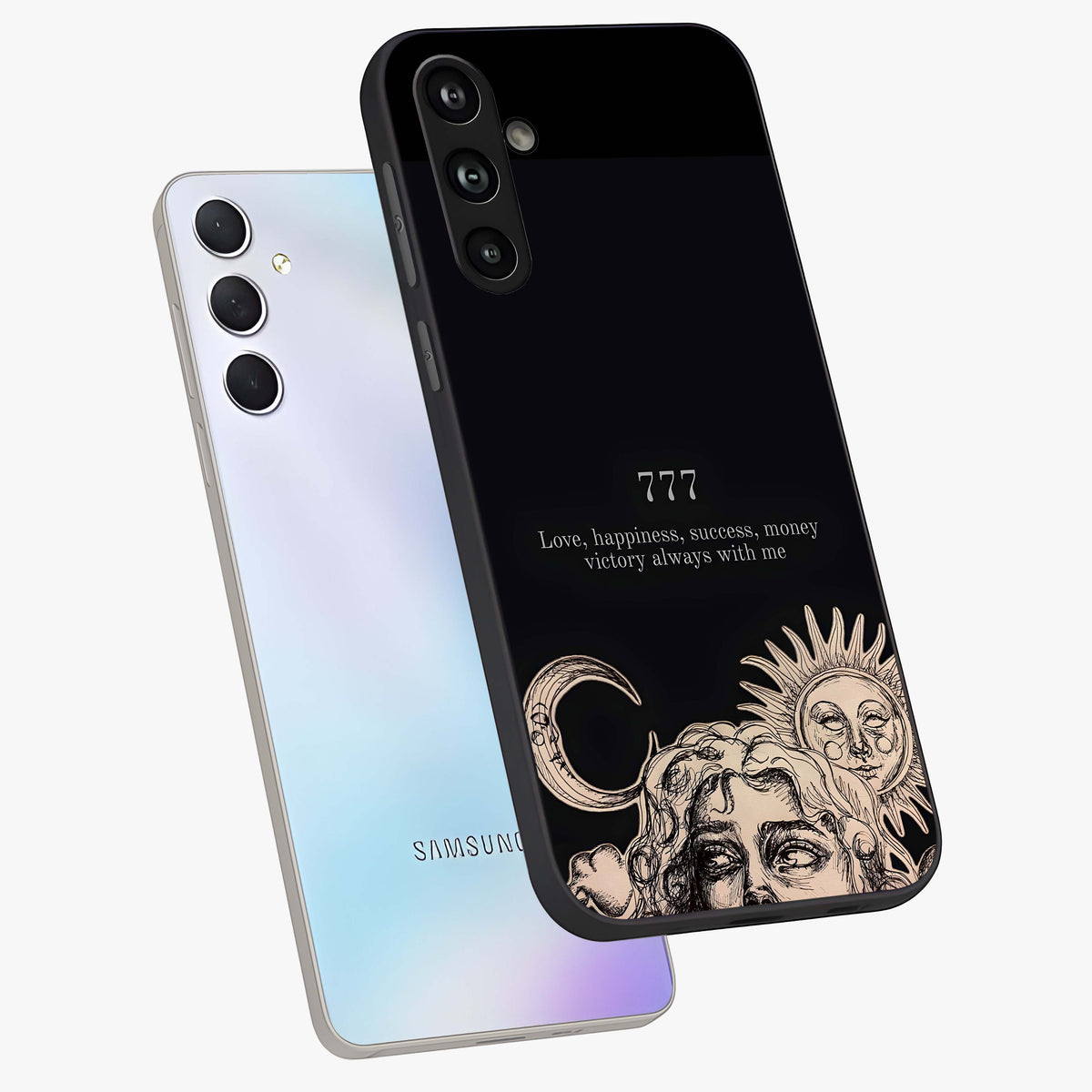 Mystic Victory Aura Glass Case displayed in angled mockup highlighting energetic aura design with bold mystical aesthetic.