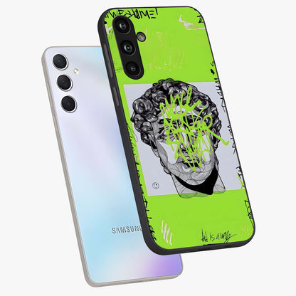 Neo Graffiti Rebellion Glass Case displayed in angled mockup highlighting urban street art design with rebellious aesthetic.