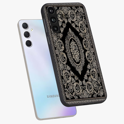 Noir Bloom Elegance Glass Case displayed in angled mockup highlighting refined flower design with stylish noir aesthetic.