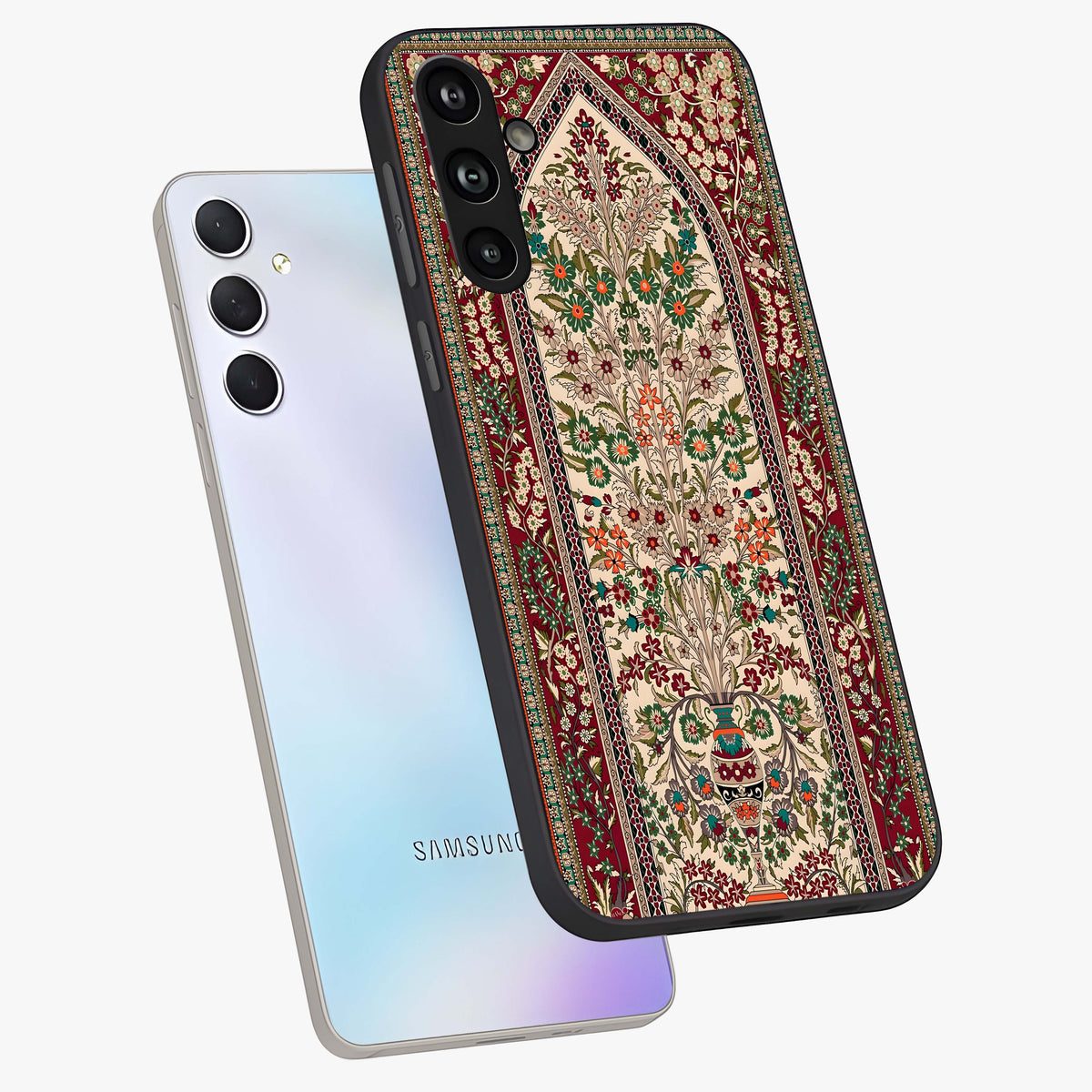 Persian Inspired Glass Case displayed in angled mockup highlighting intricate traditional design with elegant cultural aesthetic.