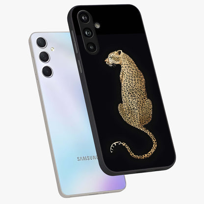 Regal Leopard Glass Case displayed in angled mockup highlighting powerful animal illustration with stylish wild aesthetic.