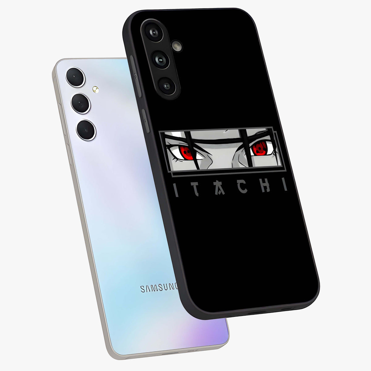 Scarlet Gaze Dominance Glass Case displayed in angled mockup highlighting intense visual design with bold scarlet aesthetic.