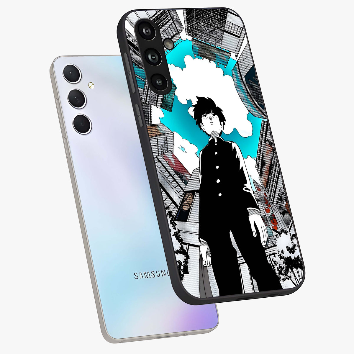 Silent Psychic Awakening Glass Case displayed in angled mockup highlighting spiritual awakening design with cosmic aesthetic.