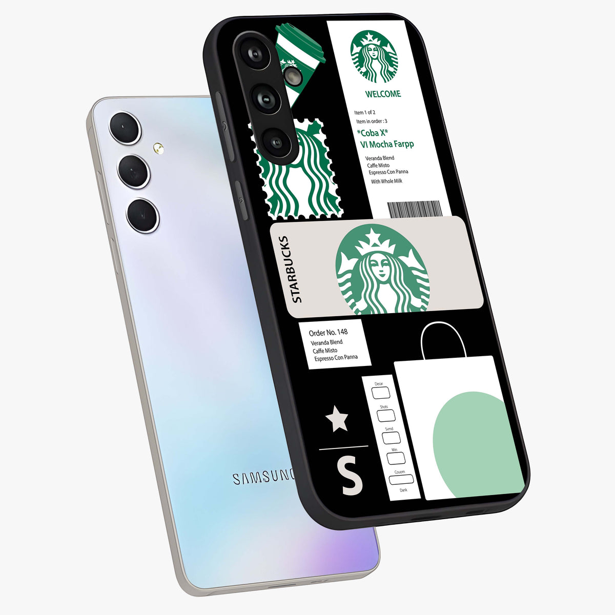 Starbucks Mocha Glass Case displayed in angled mockup highlighting stylish mocha themed design with cozy café aesthetic.