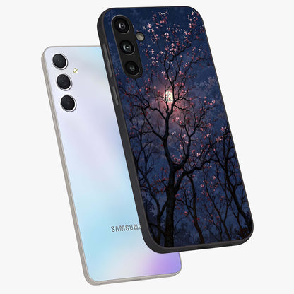 Twilight Sakura Serenade Glass Case displayed in angled mockup highlighting delicate sakura flower design with dreamy aesthetic.
