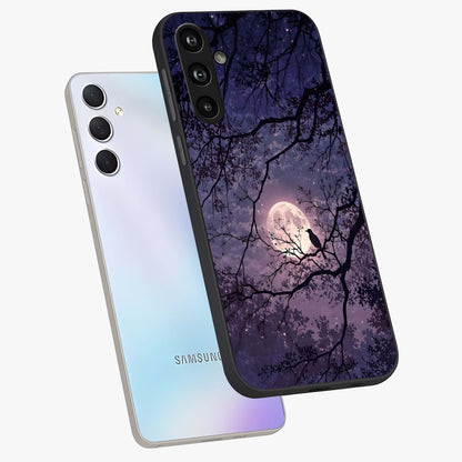 Whispering Moon Silence Glass Case displayed in angled mockup highlighting calm lunar design with dreamy night aesthetic.