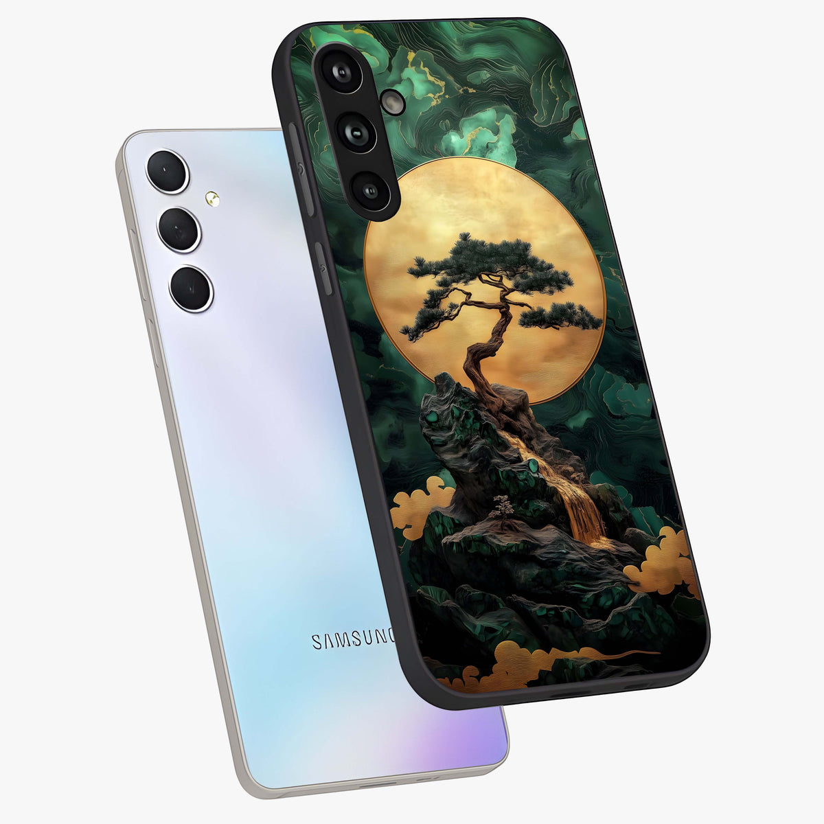 Zen Moon Rise Glass Case displayed in angled mockup highlighting peaceful lunar design with zen aesthetic style.
