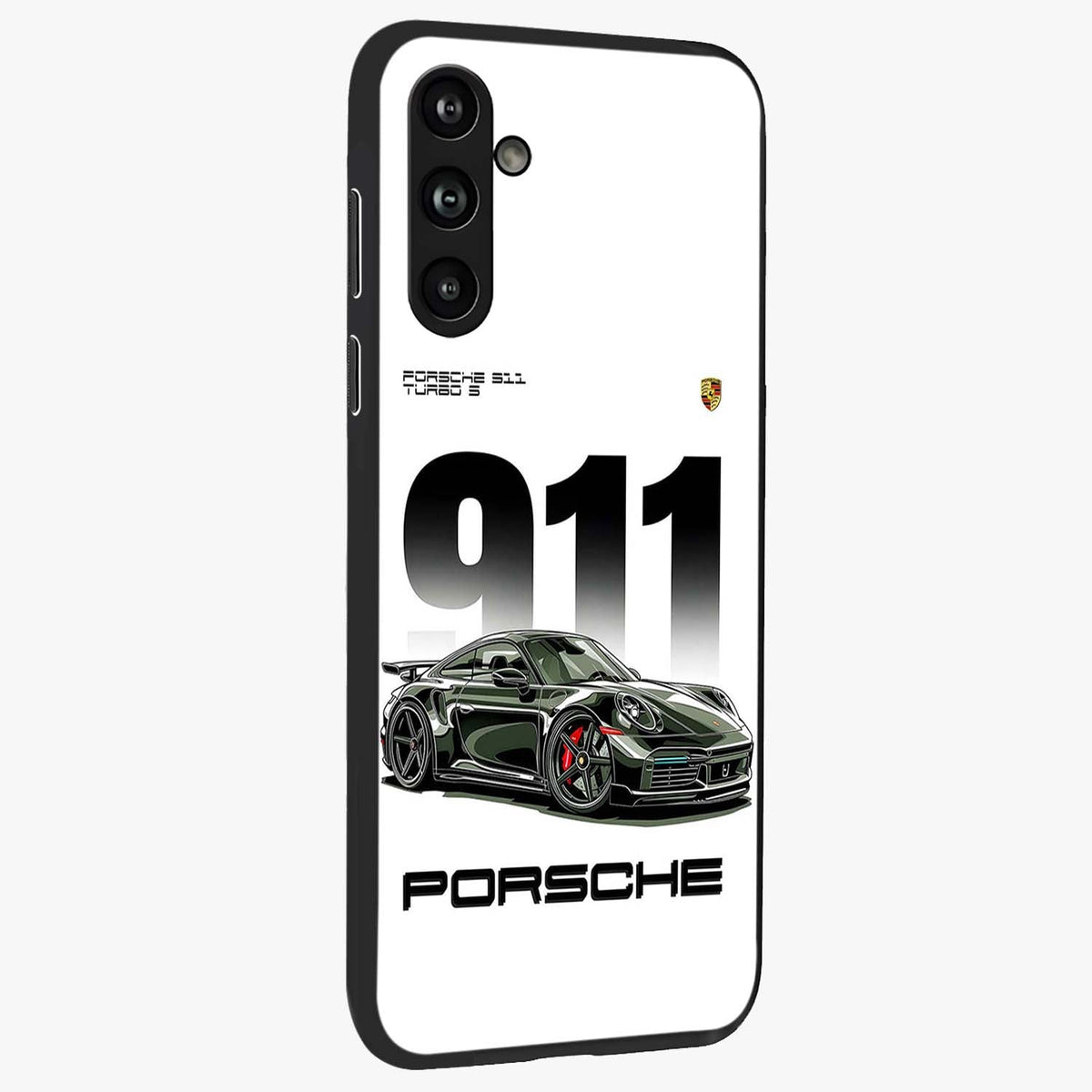 911 Turbo Dominance Glass Case upright perspective showcasing powerful racing design and modern automotive aesthetic.