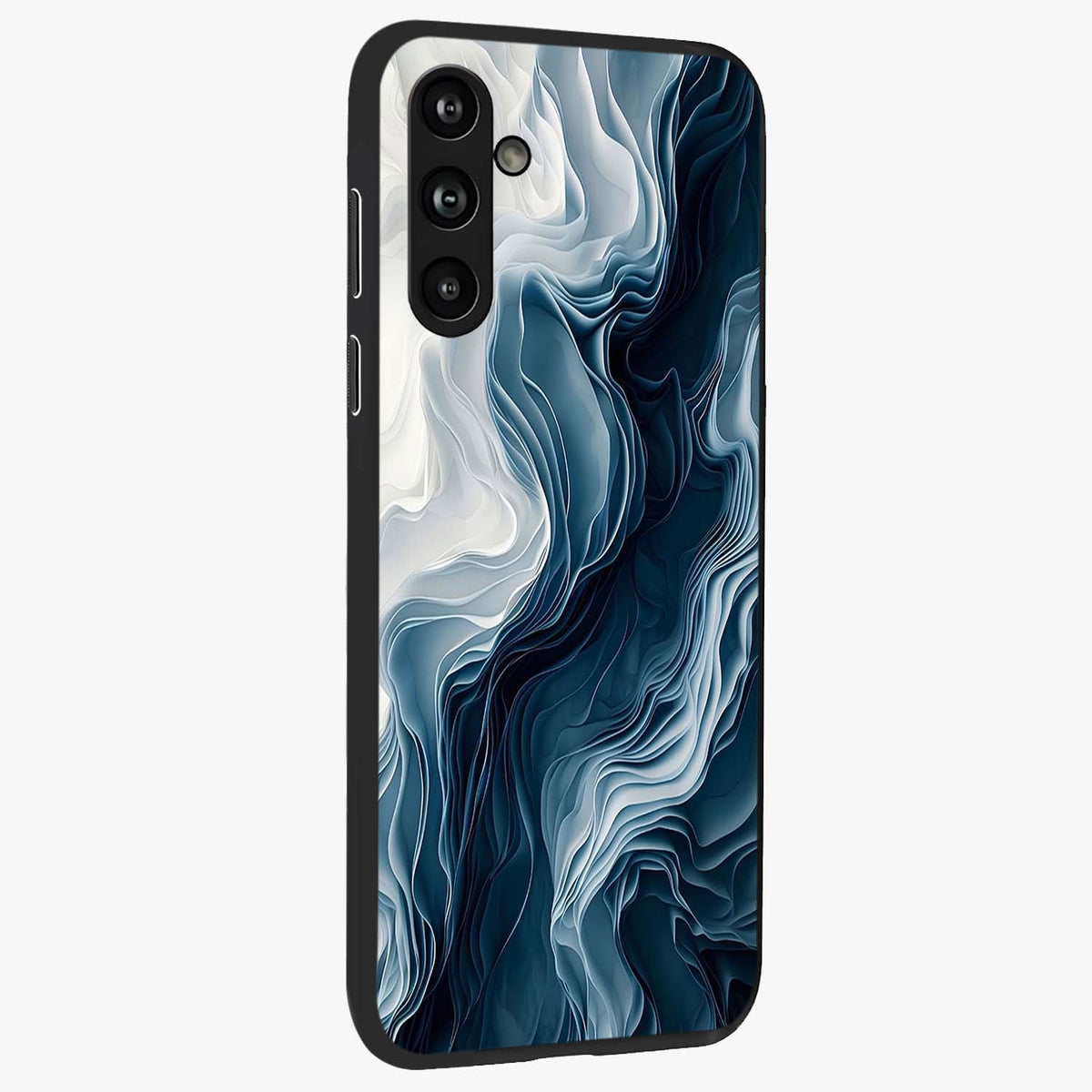 Ethereal Paper Marble Glass Case upright view showcasing smooth marble artwork with refined minimalist theme.