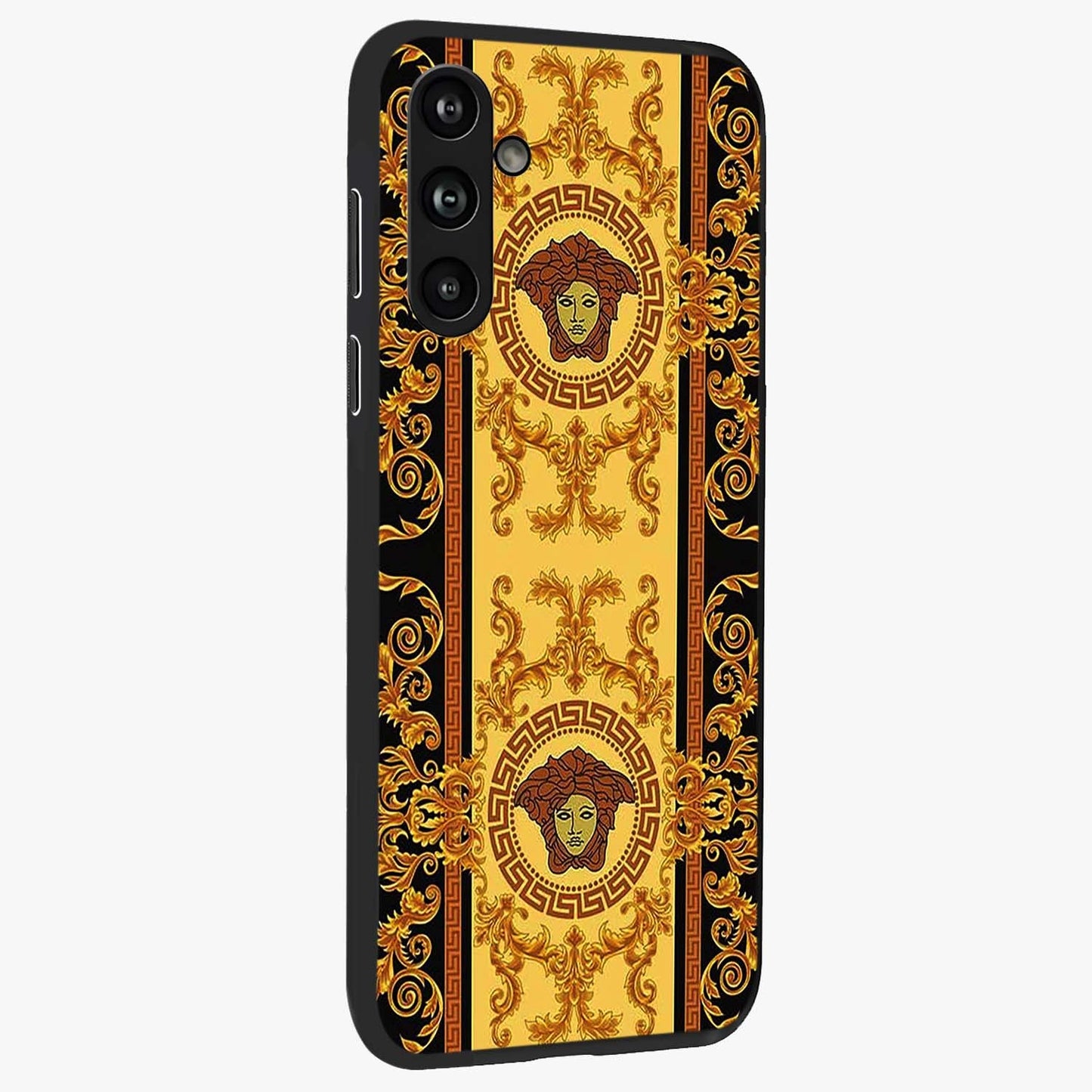 Golden Lotus Glow Glass Case upright view showcasing luminous lotus artwork with peaceful divine theme.