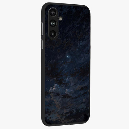 Lunar Veil Silence Glass Case upright view showcasing calm moon themed artwork with serene night atmosphere.