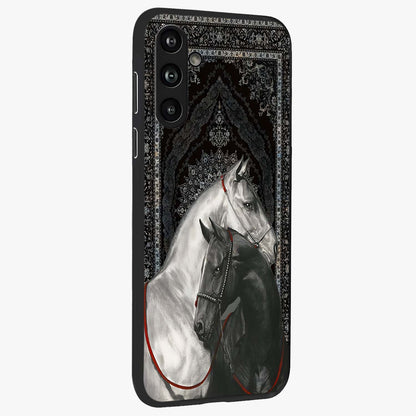 Majestic Ride Legacy Glass Case upright view showcasing dynamic ride inspired artwork with modern automotive theme.