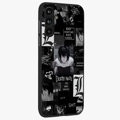 Midnight Chaos Mind Glass Case upright view showcasing expressive abstract artwork with bold dark theme.