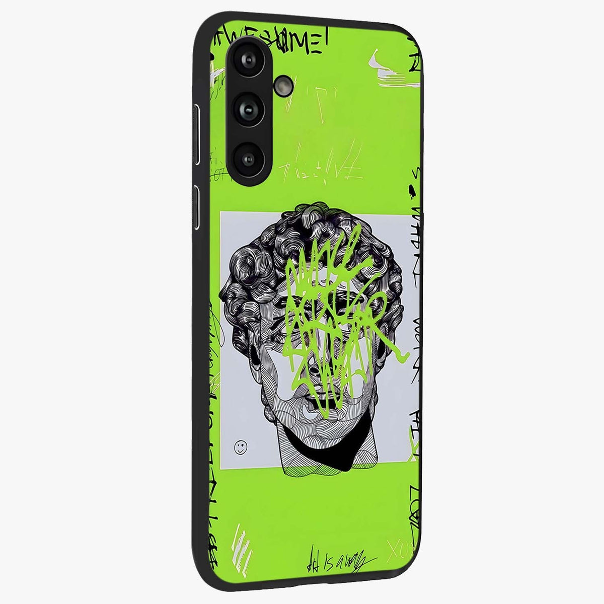 Neo Graffiti Rebellion Glass Case upright view showcasing colorful graffiti artwork with bold modern street style.
