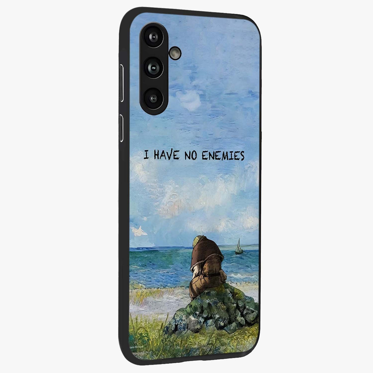 Peace Beyond War Glass Case upright view showcasing powerful peace symbol artwork with inspirational theme.