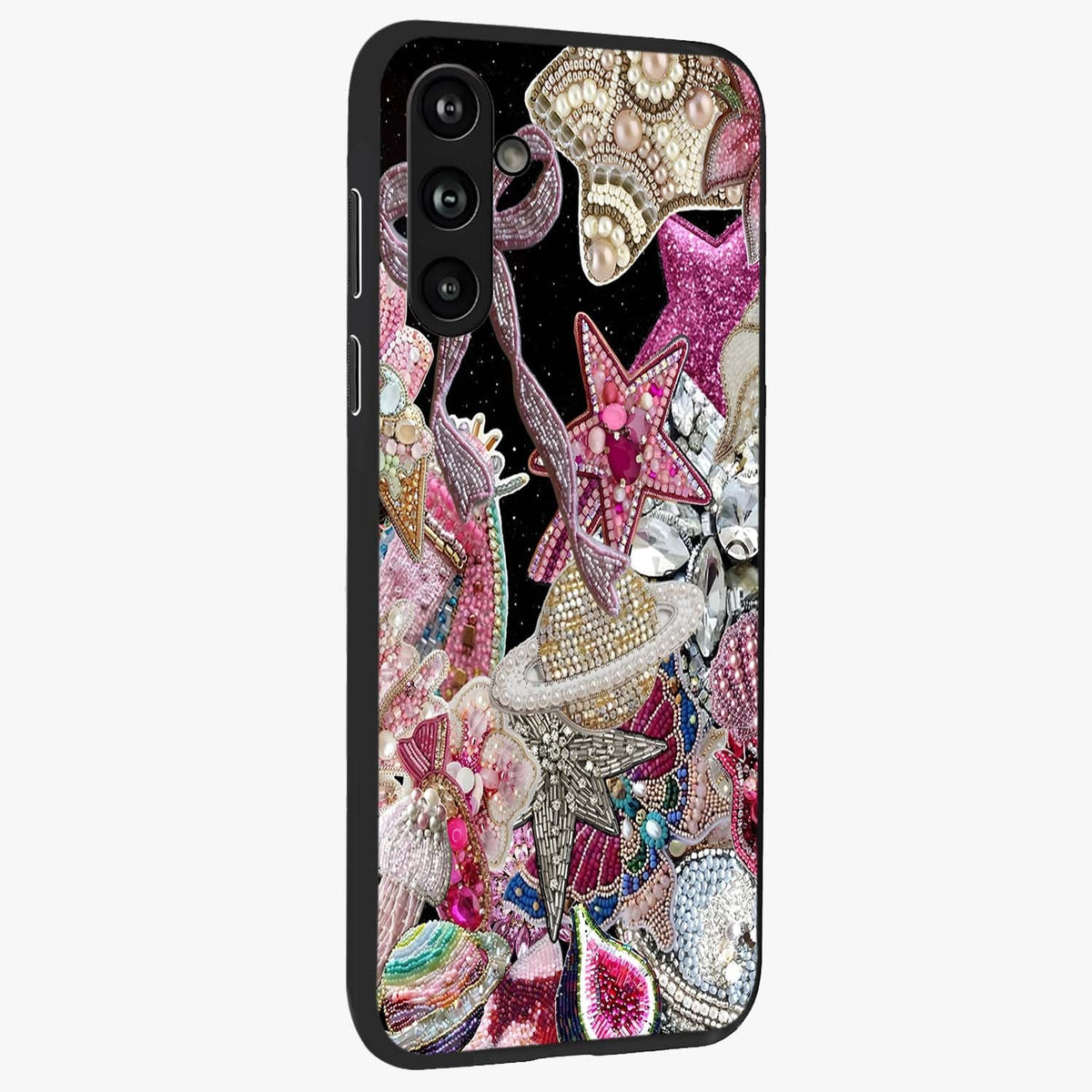 Starlit Jewel Dream Glass Case upright view showcasing radiant star inspired artwork with magical night theme.