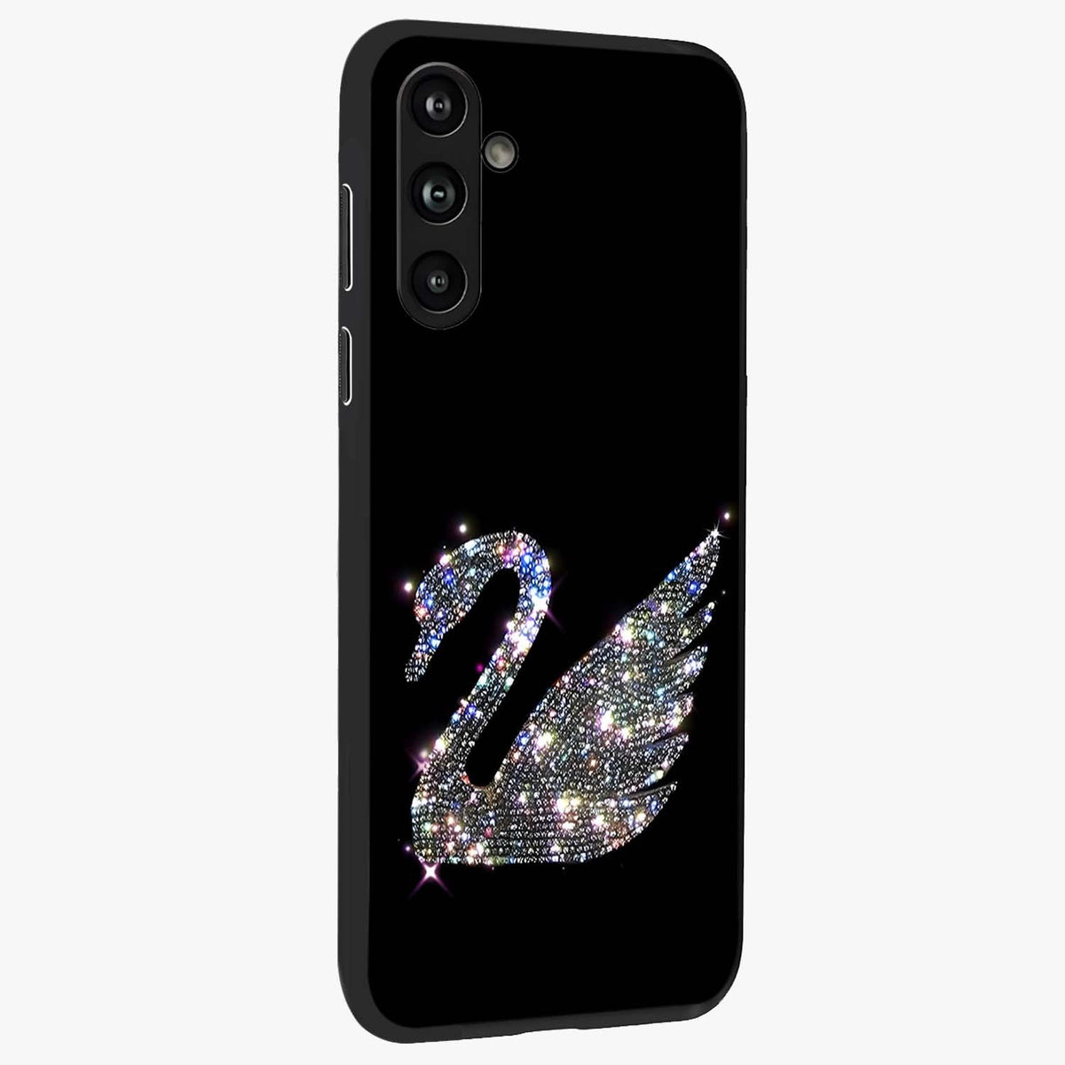 Starlit Swan Grace Glass Case upright view showcasing beautiful swan artwork with peaceful night themed design.