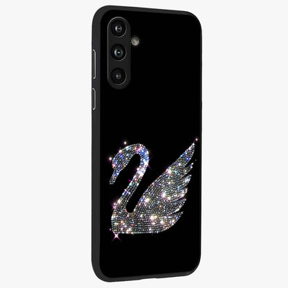Starlit Swan Grace Glass Case upright view showcasing beautiful swan artwork with peaceful night themed design.