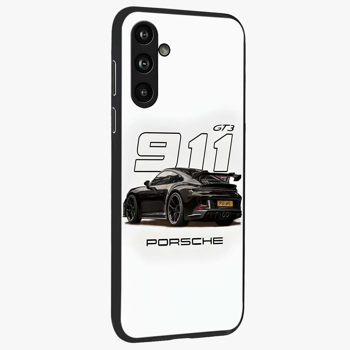 Turbo Legacy Icon Glass Case upright view showcasing bold racing inspired artwork with classic car theme.