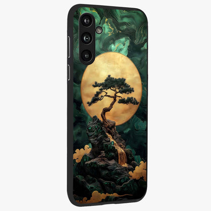 Zen Moon Rise Glass Case upright view showcasing serene moon artwork with tranquil night theme.