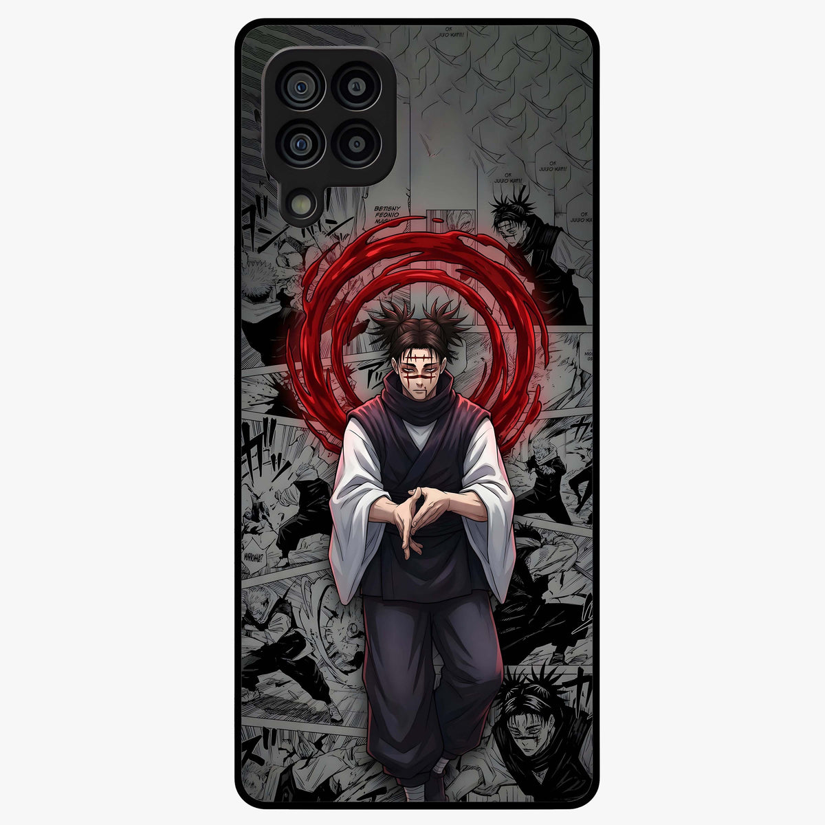 Cursed Ritual Ascension Glass Case showing flat back view with dark ritual themed artwork and glossy glass finish.