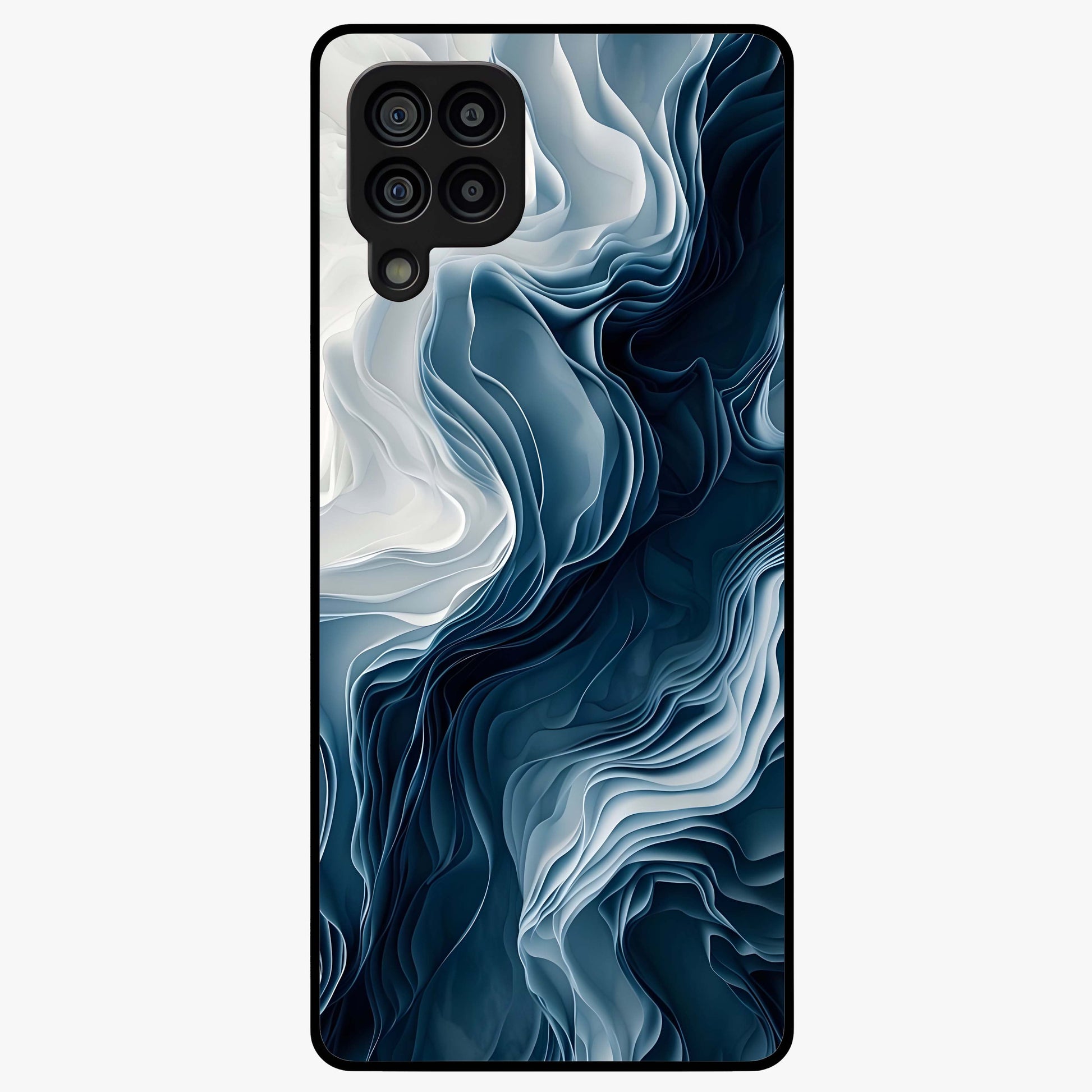 Ethereal Paper Marble Glass Case showing flat back view with soft marble paper texture artwork and glossy glass finish.